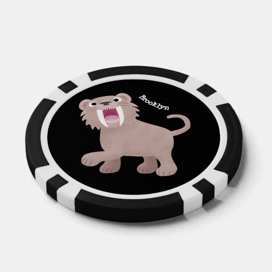 Niedlicher Säbeltoothy Tiger Smilodon Cartoon Pokerchips (Einzeln)