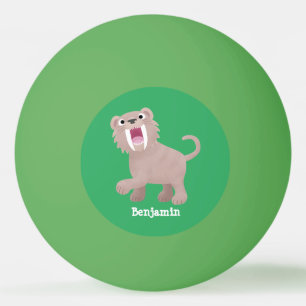 Niedlicher Säbeltoothy Tiger Smilodon Cartoon Tischtennisball