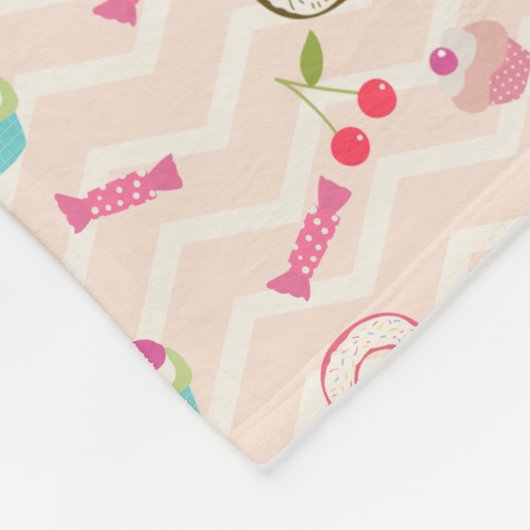 Niedlicher Safari-Affe auf Candy Pattern Personali Fleecedecke (Ecke)