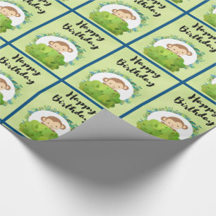Niedlicher Safari Affe Happy Birthday Pattern Geschenkpapier