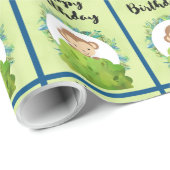 Niedlicher Safari Affe Happy Birthday Pattern Geschenkpapier (Rolleneckpunkt)
