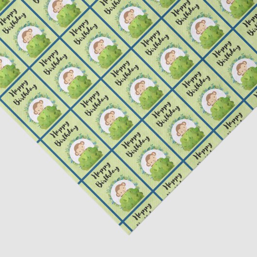 Niedlicher Safari Affe Happy Birthday Pattern Seidenpapier (Ausschnitt)