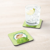 Niedlicher Safari-Affe mit tropischen Blätter Untersetzer (Rechte Seite)