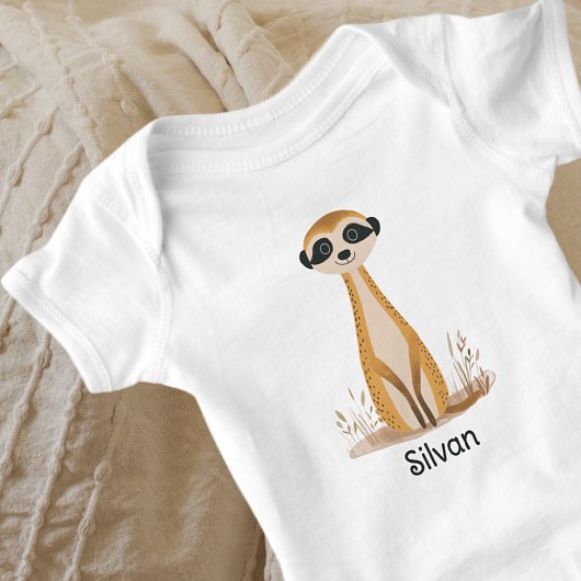 Niedlicher Safari Animal Meerkat Gender Neutraler  Baby Strampler