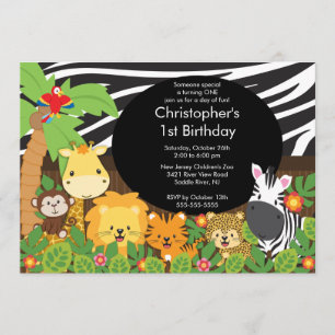 Niedlicher Safari-Dschungel Geburtstagsparty Einla Einladung