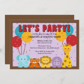 Niedlicher Safari-Dschungel-Kindergeburtstag Einladung (Vorne/Hinten)
