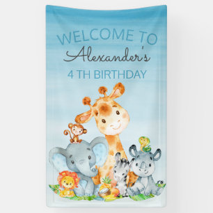 Niedlicher Safari-Dschungeltiere Wasserfarbe Gebur Banner