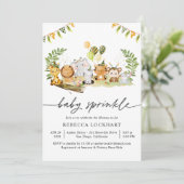 Niedlicher Safari-Gender-Neutral-Baby-Sprinkle Einladung (Stehend Vorderseite)