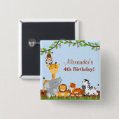 Niedlicher Safari Jungle Animal Boy Geburtstag Sch Button (Vorne & Hinten)