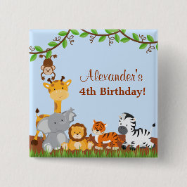 Niedlicher Safari Jungle Animal Boy Geburtstag Sch Button