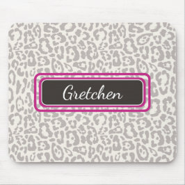 Niedlicher Safari Leopard Print Grau und Weiß Mous Mousepad
