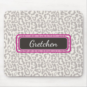Niedlicher Safari Leopard Print Grau und Weiß Mous Mousepad