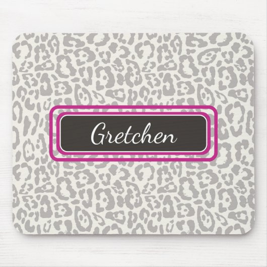 Niedlicher Safari Leopard Print Grau und Weiß Mous Mousepad (Vorne)