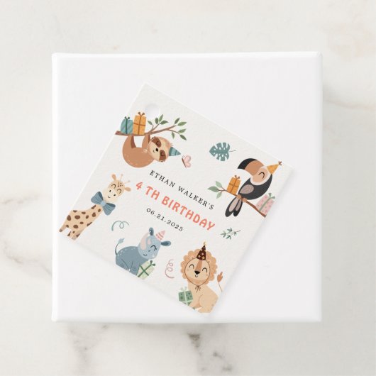 Niedlicher Safari Party Tiere Kindergeburtstag Geschenkanhänger (Beispiel)