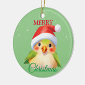 Niedlicher Safari-Vogel Weihnachtskostüm Keramik Ornament (Links)