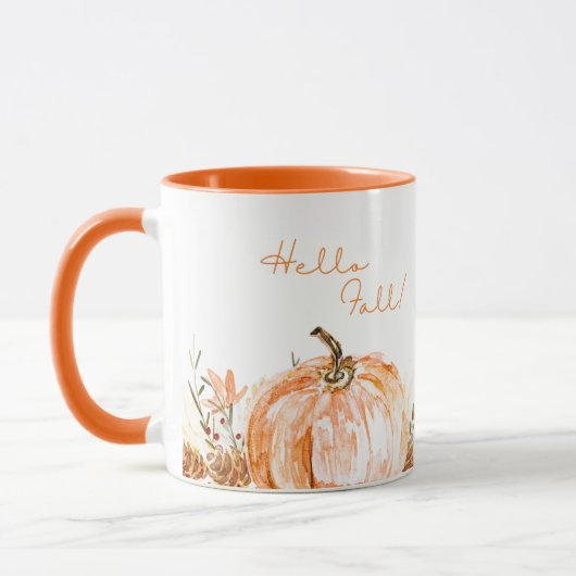 Niedlicher Saisonhallo Fall Wasserfarbe Pumpkaffee Tasse (Links)