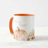 Niedlicher Saisonhallo Fall Wasserfarbe Pumpkaffee Tasse (Vorderseite Links)