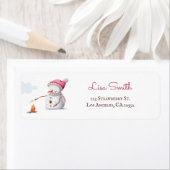 Niedlicher Saisonschneemann Roastmarshmallows Wint (Insitu)