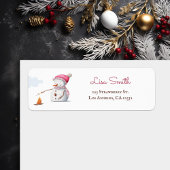 Niedlicher Saisonschneemann Roastmarshmallows Wint