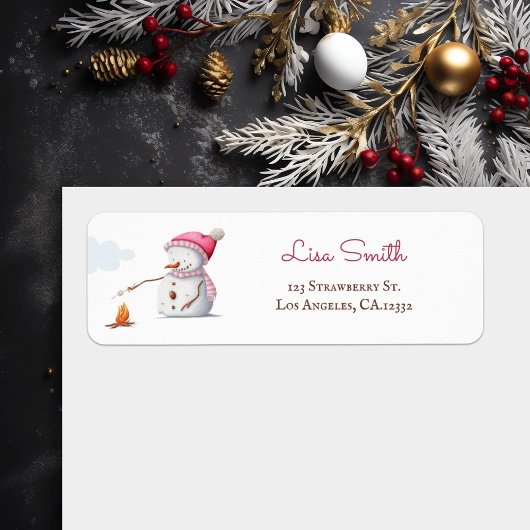 Niedlicher Saisonschneemann Roastmarshmallows Wint