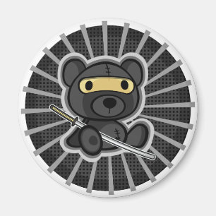 Niedlicher Samurai Krieger Ninja Teddy Bär auf Mag Magnet