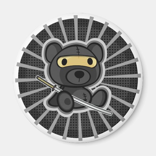 Niedlicher Samurai Krieger Ninja Teddy Bär auf Mag Magnet (Vorne)