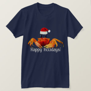 Niedlicher Sandkrebs in der Weihnachtsmannmütze T-Shirt