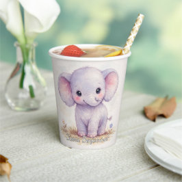 Niedlicher sanfter Riesen-Wasserfarben-Elefanten-B Pappbecher