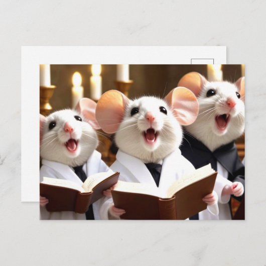 Niedlicher Sänger-Mäuse-Chor Postkarte (Vorne/Hinten)