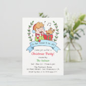 Niedlicher Sänger und Rentier Weihnachts-Party Einladung (Stehend Vorderseite)