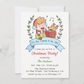 Niedlicher Sänger und Rentier Weihnachts-Party Einladung (Vorderseite)
