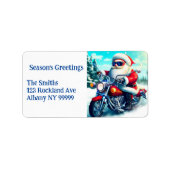 Niedlicher Santa auf einem Motorrad Adressaufkleber (Vorne)