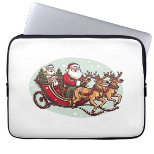 Niedlicher Santa auf einer Reise mit einem Zug, de Laptopschutzhülle