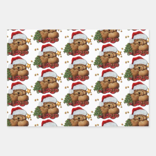 Niedlicher Santa Bear Geschenkpapier Set (Vorderseite)