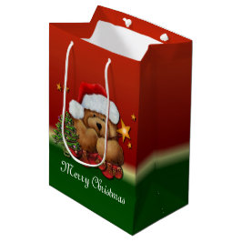 Niedlicher Santa Bear Mittelweihnachtsbeutel Mittlere Geschenktüte