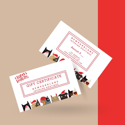 Niedlicher Santa Cat Cartoon Weihnachtsgeschenk Visitenkarte