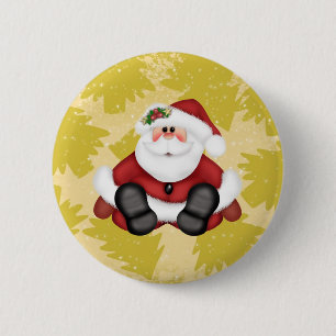 Niedlicher Santa Claus Button mit Weihnachtsbaumen