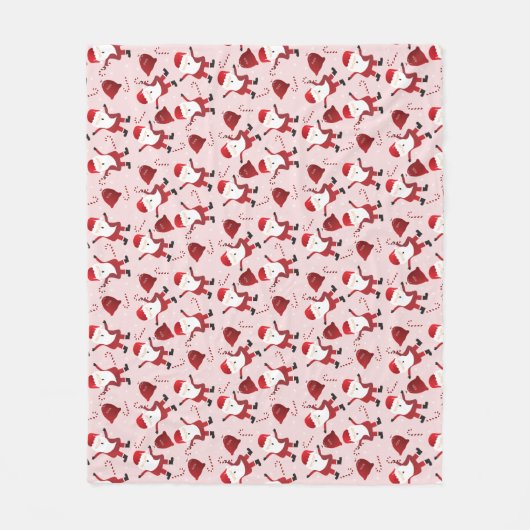 Niedlicher Santa Claus Candy Cane Pattern Red Fleecedecke (Vorderseite)
