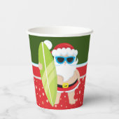 Niedlicher Santa Claus mit Surfbrett Strand Typ Pappbecher (Rückseite)