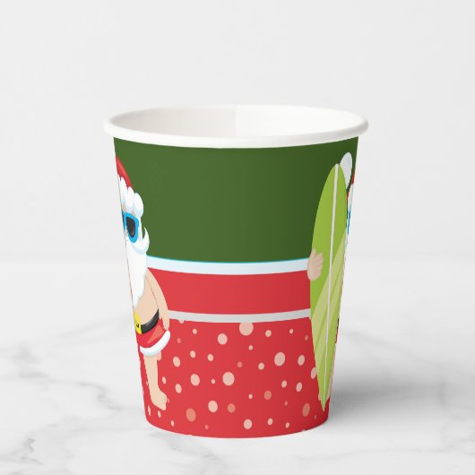 Niedlicher Santa Claus mit Surfbrett Strand Typ Pappbecher (Links)