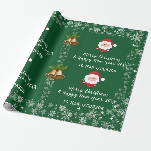 Niedlicher Santa Claus Modernes Drehbuch Personali Geschenkpapier (Ungerollt)