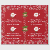 Niedlicher Santa Claus Modernes Drehbuch Personali Geschenkpapier (Flach)