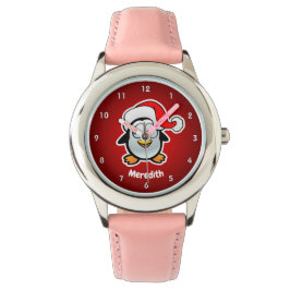 Niedlicher Santa Claus Penguin Cartoon Armbanduhr