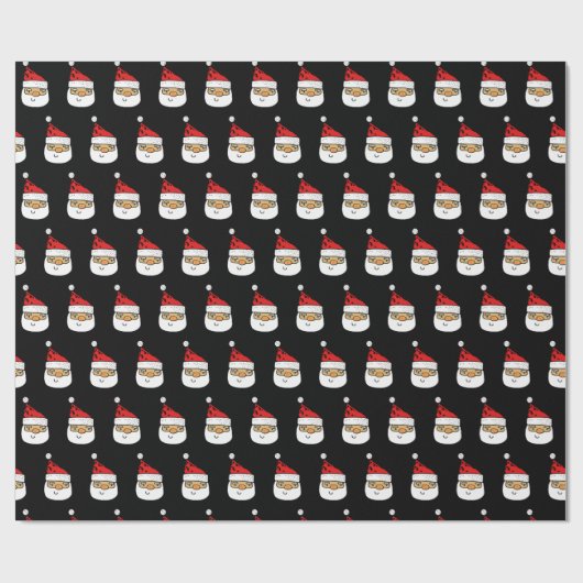 Niedlicher Santa Claus Red Hat Christmas Black Geschenkpapier (Flach)