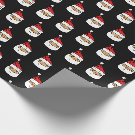 Niedlicher Santa Claus Red Hat Christmas Black Geschenkpapier (Ecke)