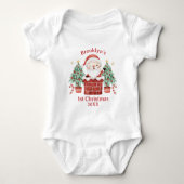 Niedlicher Santa Claus Schornsteinbaum 1. Weihnach Baby Strampler (Vorderseite)