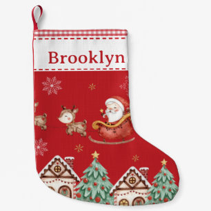 Niedlicher Santa Claus Sleigh Rentier Tree Gingerb Kleiner Weihnachtsstrumpf