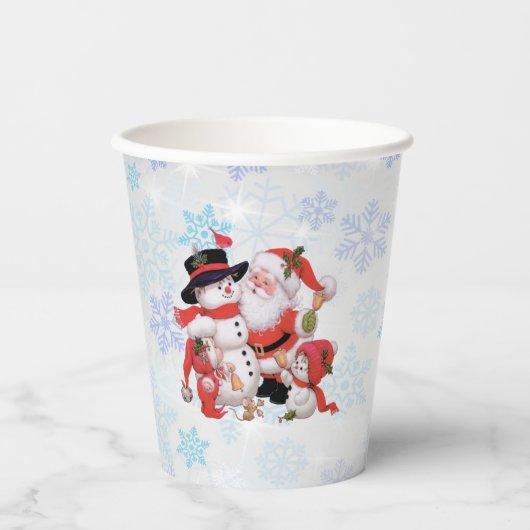 Niedlicher Santa Claus Snowman Snow Pappbecher (Vorderseite)