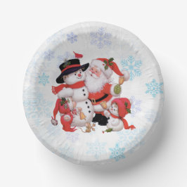 Niedlicher Santa Claus Snowman Snow Pappteller