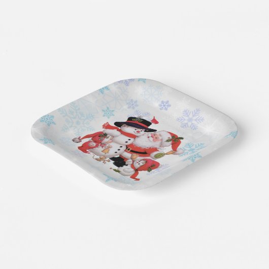Niedlicher Santa Claus Snowman Snow Pappteller (Gewinkelt)